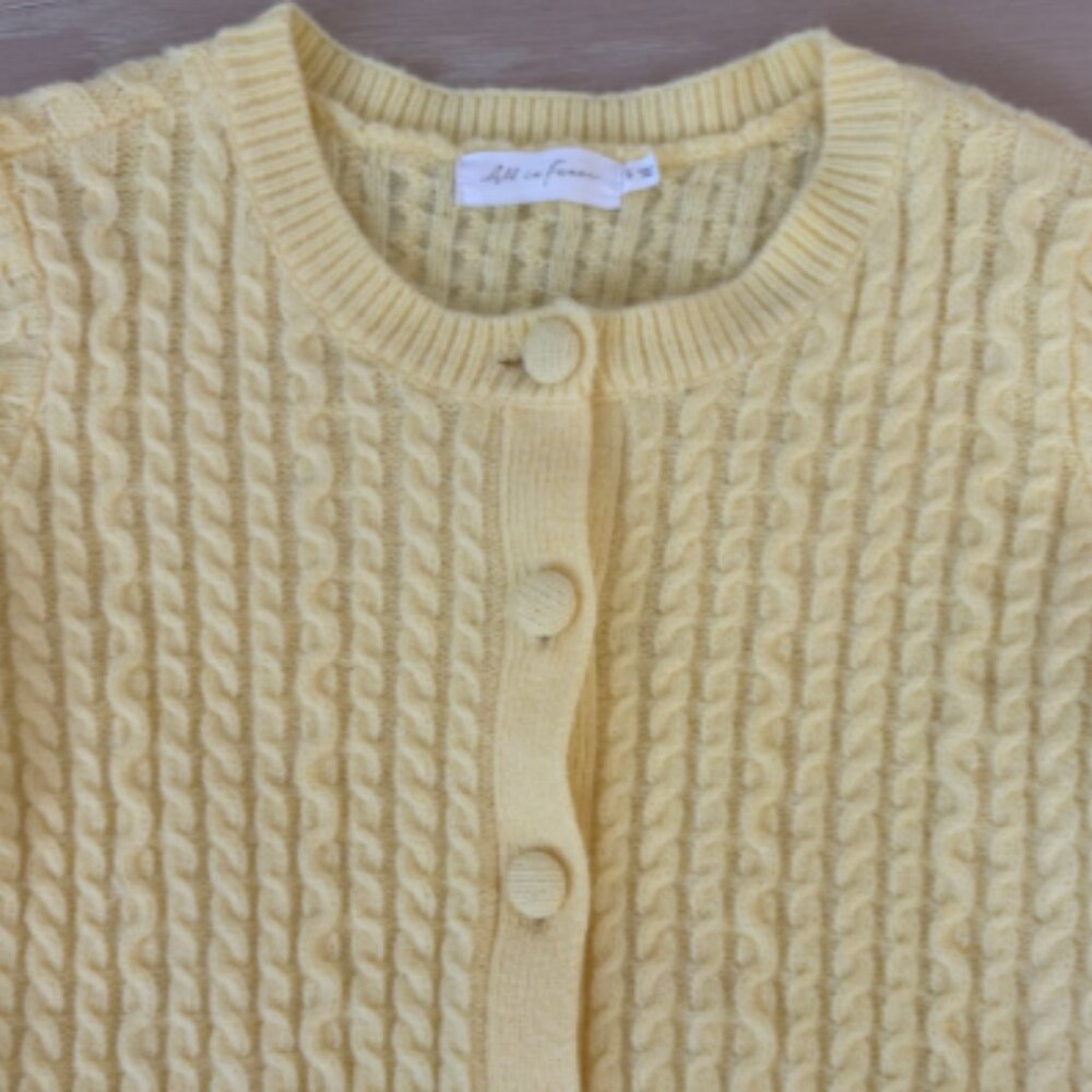 Yellow Cable Knit Sweater Cardigan - Picture 4 of 4